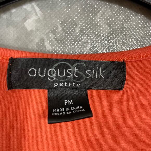 August Silk Orange Ruffle Yoke Scoop Neck Tank Top - Size Petite Medium (PM) - Picture 4 of 6